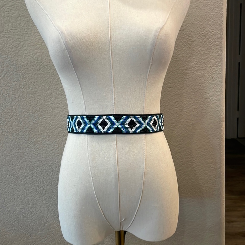 WHBM White House Black Market Aztec  Beaded Ribbon Belt XS/S